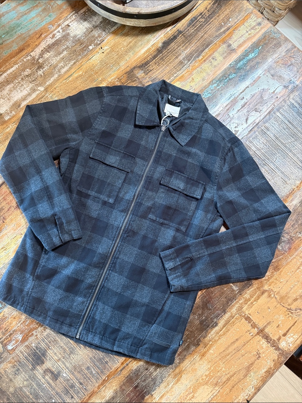 Civil Society Men's Black Plaid Zip Shirt Jacket